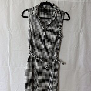 Black and White Houndstooth Sleeveless Dress